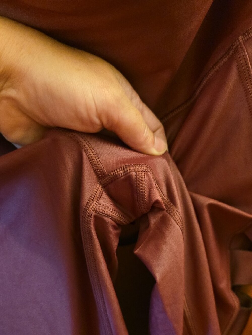 High-Rise Burgundy Cutout Side Leggings - Picture 5 of 7